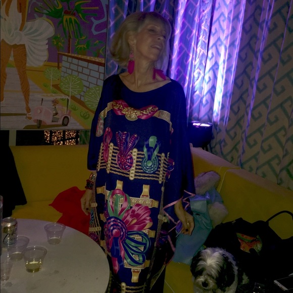 Designer Silk Caftan Kaftan California Full Length Dress OSFA - Picture 7 of 11